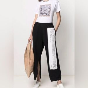 MM6 Maison Margiela Black Text Graphic Split Lounge Pants
